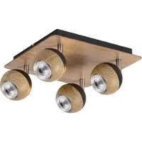 Rabalux 5616 Spots lampen Arthur GU10 4x MAX 35 Metall Metall Eiche