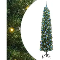 vidaXL "Schlussverkauf" Künstlicher Weihnachtsbaum(1 pc) - Kunstbaum/Tannenbaum - mit 300 LEDs mit Ständer Grün 240 cm C7301