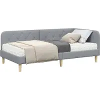Syfax Eckbettgestell Hellgrau 100 x 200 cm Stoff