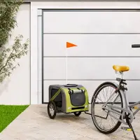 Prolenta Maison Exclusive - Fahrradanhänger Hunde Grün und Grau Oxford-Gewebe und Eisen