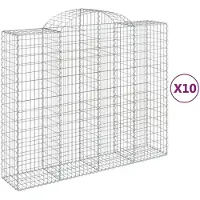 vidaXL Gabionen mit Hochbogen 10Stk. 200x50x160/180cm Verzinktes Eisen