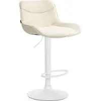 DELUKE Barhocker RAGAD - Stoff Creme 49x51x85 cm Weiß | Barstuhl Höhenverstellbar Mit Lehne Drehbar Tresenhocker Tresenstuhl Kneipenhocker Kneipenstuhl