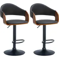 CLP 2er Set Barhocker Nilse Kunstleder schwarz - walnuss/schwarz