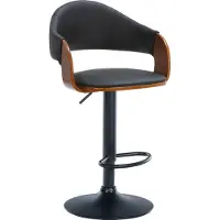 DELUKE Barhocker BOROS - Kunstleder Walnuss/schwarz 50x49x89 cm Schwarz Schwarz | Barstuhl Mit Lehne Drehbar Tresenhocker Tresenstuhl Kneipenhocker