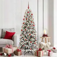 vidaXL "Schlussverkauf" Künstlicher Weihnachtsbaum(1 pc) - Kunstbaum/Tannenbaum - mit 300 LEDs mit Ständer Weiß 180 cm C7534