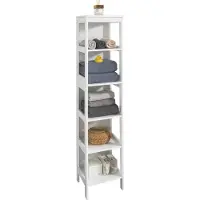 SoBuy Badregal mit 5 Ablagen Bad-Hochschrank Standregal Küchenregal Aufbewahrungsregal weiß BHT ca: 30x139x30cm BZR14-W