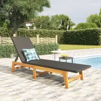 vidaXL 2024 Moderne Gartenliegen Sonnenliege Schwarz und Braun Poly Rattan & Massivholz Akazie 786188