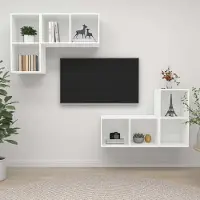 vidaXL TV-Wandschränke 4 Stk. Weiß Holzwerkstoff 3079835