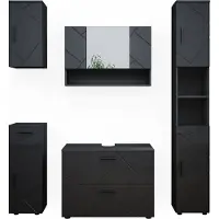 Vicco Badmöbel-Set Irma Anthrazit Hochglanz 5 Teile, Model 39593