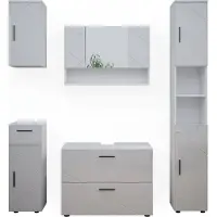 Vicco Badmöbel-Set Irma Weiß Hochglanz 5 Teile, Model 39588