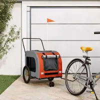 vidaXL "2026 Promotion" Fahrradanhänger Hunde Orange und Grau Oxford-Gewebe und Eisen - Fahrradanhänger CC32687