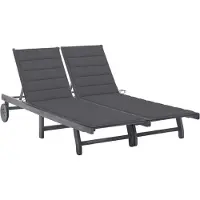 vidaXL "im " 2-Personen-Sonnenliege - für den Garten - mit Auflage Grau Akazie Massivholz - Gartenliegen CC2661