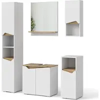 Vicco Badmöbel-Set Marelle Weiß 5 Teile, Model 41229
