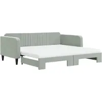 Syfax Tagesbett Ausziehbar mit Matratzen Hellgrau 100x200 cm Samt