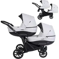Kunert 2in1 BOOSTER Grau - Kinderwagen für Zwillinge mit schwarzem Rahmen