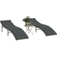 Prolenta Maison Exclusive - Sonnenliegen 2 Stk. mit Tisch Hellgrau Poly Rattan