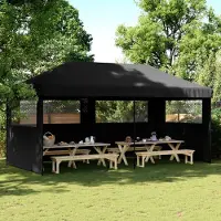vidaXL Möbel Partyzelt Faltbar Pop-Up mit 3 Seitenteilen Schwarz - Pavillon 4004950