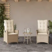 vidaXL "im Angebot" Gartensessel mit Kissen 2 Stk. - bis 150 kg - Verstellbar Beige Poly Rattan - Stapelsessel CC16816