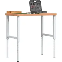 vidaXL Werkbank 100x60x(73-99,5) cm Massivholz Buche Rechteckig - Werkbänke CC16787