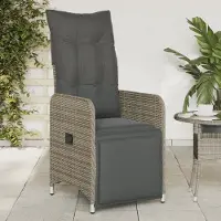 vidaXL "2026 Promotion" Gartensessel Verstellbar mit Kissen Grau Poly Rattan - Gartenstühle CC22274