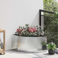 vidaXL "Schlussverkauf" Eckpflanzer im Garten - 1 pc - Hochbeet/Gartenbeet - Silber 60x60x35 cm Verzinkter Stahl C13632