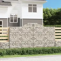 Prolenta Maison Exclusive - Gabionen mit Hochbogen 2 Stk. 300x30x160/180cm Verzinktes Eisen
