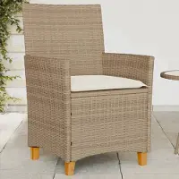vidaXL "2026 Promotion" Gartenstühle mit Kissen 2 Stk. - Hohe Qualität - Beige Poly Rattan Massivholz - Gartenstühle CC22449