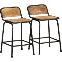 vidaXL "2026 Promotion" Barhocker 2 Stk. - Hohe Qualität - 46x35,5x70 cm Raues Mango Massivholz - Barhocker CC24276