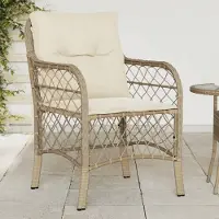 vidaXL Design Gartenstühle mit Kissen 2 Stk. Beige Poly Rattan, Gartenstühle 2024 Neu