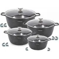 Cheffinger 8 tlg Kochtopf Set Topf Induktion Anti Haft 20-24-28-32cm Geschirrset Schwarz