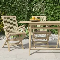 vidaXL Gartenstühle 2 Stk. Klappbar Grau 56x61x89 cm Massivholz Teak , Gartenstühle Design 2024
