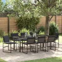 vidaXL Möbel Garten Essgruppe 9 pcs Schwarz 200 x 80 x 73 cm - Gartenstühle 3379335