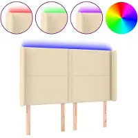 Syfax LED Kopfteil Creme 147x16x118/128 cm Stoff