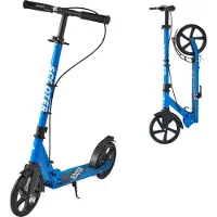 StarTech.com Tretroller Kinderroller - 2-Rad Cityroller - Ab 8 Jahren - Höhenverstellbarer Lenker - Rutschfestes Deck - Klappbar - Bis 100 kg - Mit Handbremse - Schwarz-Blau