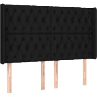 Syfax Kopfteil mit Ohren Schwarz 147x16x118/128 cm Stoff
