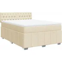 Syfax Boxspringbett mit Matratze Creme 140x200 cm Stoff