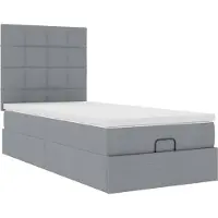 Syfax Ottoman-Bett mit Matratze Hellgrau 90x200 cm Stoff