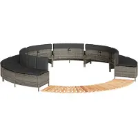 vidaXL Möbel Whirlpool-Umrandung Grau Poly Rattan und Massivholz Akazie - Poolzubehör &28436