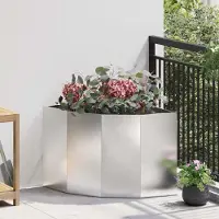vidaXL "Schlussverkauf" Eckpflanzer im Garten - 1 pc - Hochbeet/Gartenbeet - Silber 60x60x50 cm Edelstahl C13642