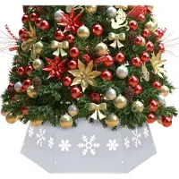 Prolenta Maison Exclusive - Weihnachtsbaumrock Silbern und Weiß Ø68x25 cm