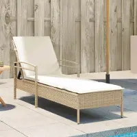vidaXL Möbel Sonnenliege mit Auflage Beige 63x200x81 cm Poly Rattan - Gartenliegen &40435
