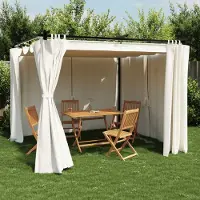 vidaXL Eleganten-Stil Pavillon mit Vorhängen Creme 3x3 m Stahl - Pavillons & Partyzelte Hommie3445912 1parcel