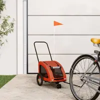 vidaXL Design Fahrradanhänger Hunde Orange und Grau Oxford-Gewebe und Eisen, Fahrradanhänger 2024 Neu