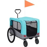 Syfax 2-in-1 Fahrradanhänger für Hunde und Buggy Blau und Grau