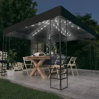 vidaXL BEI CLORIS Gartenzelt mit LED-Lichterkette 3x3 m Anthrazit - Pavillons & Partyzelte Neu6174184 3parcel