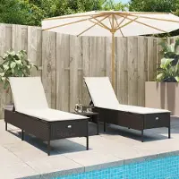 vidaXL (NEU 2026) 3-tlg. Sonnenliegen-Set mit Auflage Braun Poly Rattan - Gartenliegen - 31.6 kg
