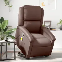 vidaXL Cloris DesignMöbel Massagesessel mit Aufstehhilfe Braun Kunstleder , Klassische Sessel 2024 Neu