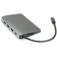 Roline 12.02.1021, Kabelgebunden, USB 3.2 Gen 2 (3.1 Gen 2) Type-C, 3,5 mm, Grau, MicroSD (TransFlash), SD, 5 Gbit/s