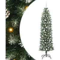 Syfax Künstlicher schlanker Weihnachtsbaum Grün und Weiß 210 cm