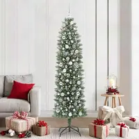 Prolenta Maison Exclusive - Künstlicher schlanker Weihnachtsbaum Grün und Weiß 210 cm
